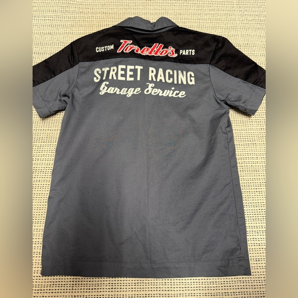 Fast and Furious Kids Black Gray Embroidered Patch Street Racing Shirt
